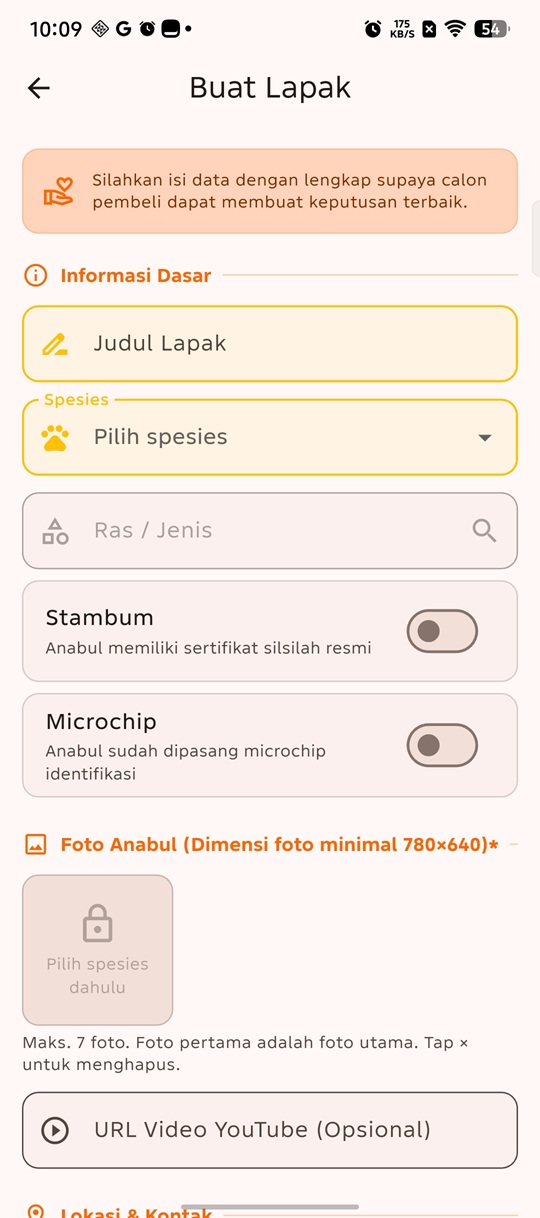 Buat lapak di Lapak Anabul